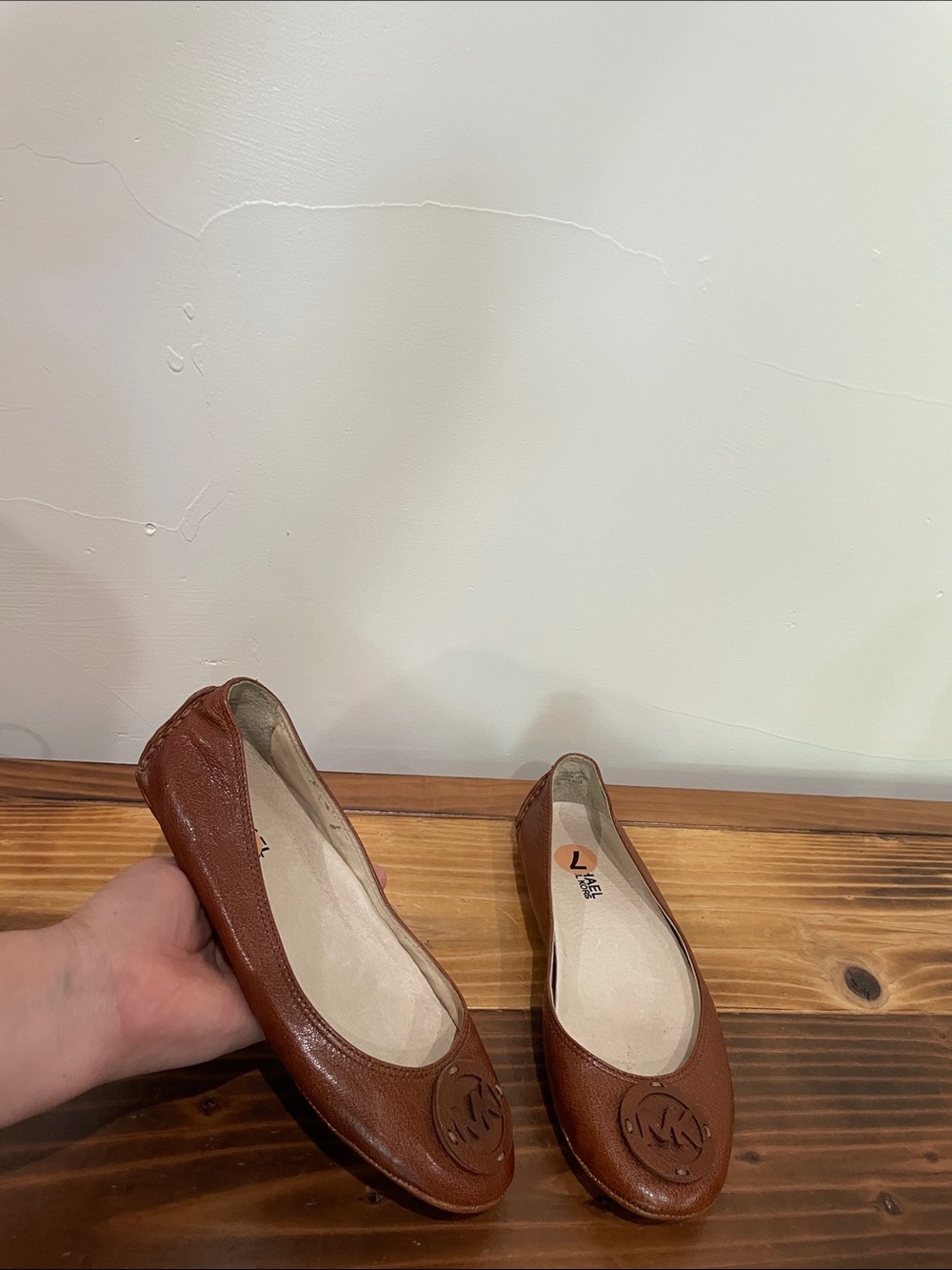 Michael Kors Brown Leather Fulton Ballet Flats Loafers Slip On Shoes Size 7